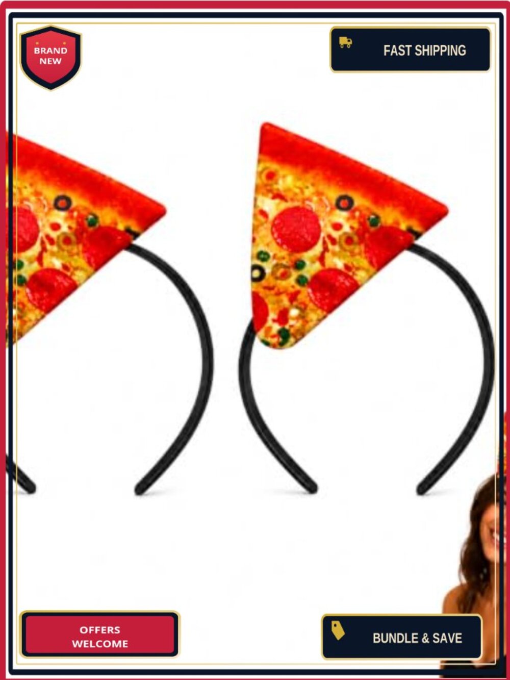 2 Pack Pizza Slice Headbands Felt Knit Halloween Costume Headwear